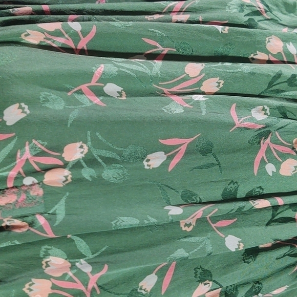 Rebecca Taylor Green Floral Silk Blouse Sz 8 - Picture 4 of 11